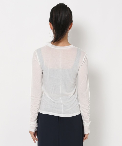 HEREIAM（ヘレイアム）の「【HEREIAM】ギャザースリーブシアープルオーバー（Tシャツ/カットソー・レディース・ブラック/ホワイト・FREE）」の14枚目の写真