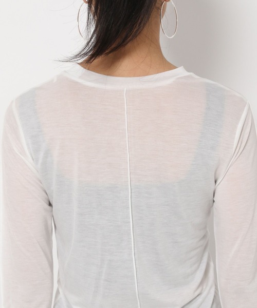 HEREIAM（ヘレイアム）の「【HEREIAM】ギャザースリーブシアープルオーバー（Tシャツ/カットソー・レディース・ブラック/ホワイト・FREE）」の15枚目の写真