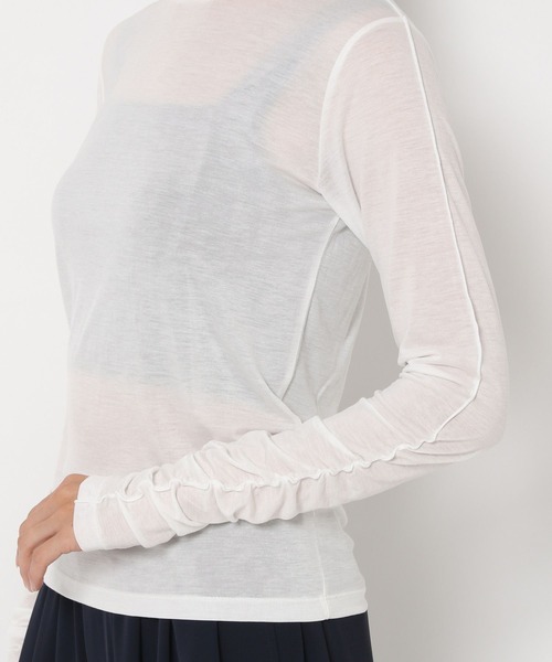 HEREIAM（ヘレイアム）の「【HEREIAM】ギャザースリーブシアープルオーバー（Tシャツ/カットソー・レディース・ブラック/ホワイト・FREE）」の17枚目の写真