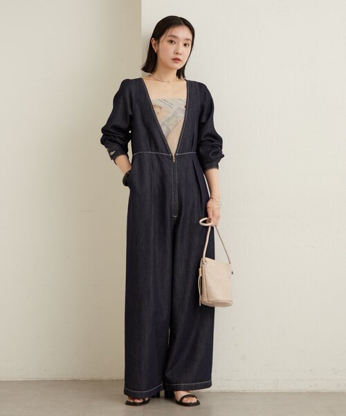 Omekashi（オメカシ）の「パフスリーブデニムオールインワン（サロペット/オーバーオール・レディース・ブルー/ネイビー・38/36）」の20枚目の写真