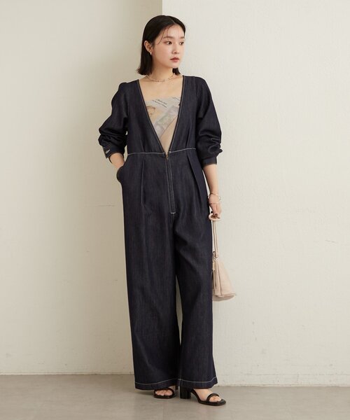 Omekashi（オメカシ）の「パフスリーブデニムオールインワン（サロペット/オーバーオール・レディース・ブルー/ネイビー・38/36）」の21枚目の写真