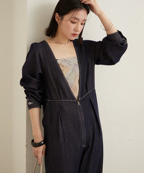 Omekashi（オメカシ）の「パフスリーブデニムオールインワン（サロペット/オーバーオール・レディース・ブルー/ネイビー・38/36）」の14枚目の写真