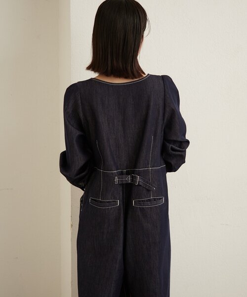 Omekashi（オメカシ）の「パフスリーブデニムオールインワン（サロペット/オーバーオール・レディース・ブルー/ネイビー・38/36）」の15枚目の写真