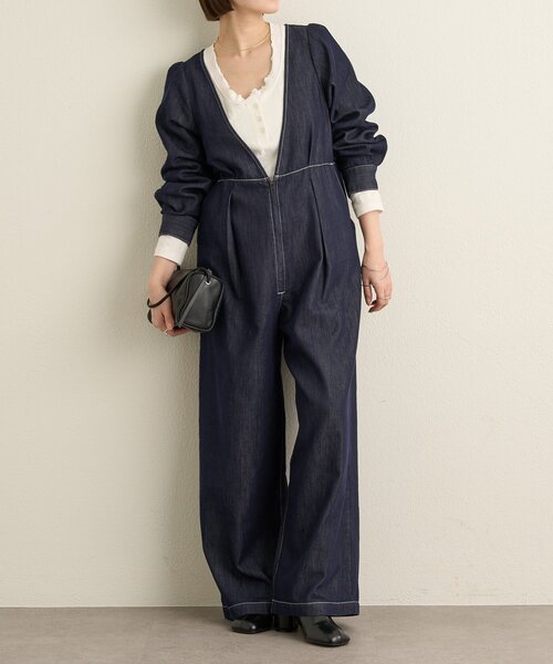 Omekashi（オメカシ）の「パフスリーブデニムオールインワン（サロペット/オーバーオール・レディース・ブルー/ネイビー・38/36）」の18枚目の写真