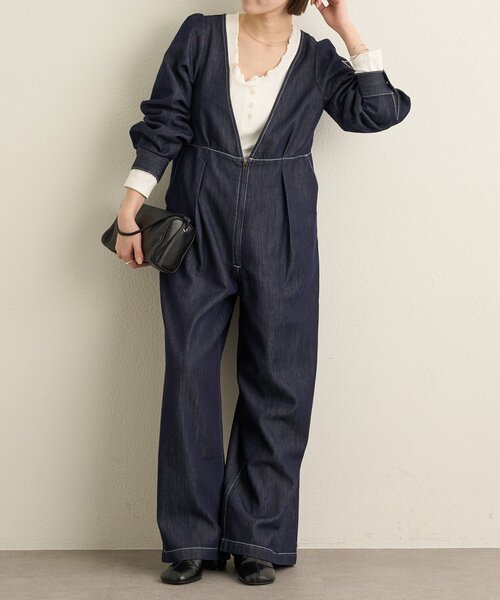 Omekashi（オメカシ）の「パフスリーブデニムオールインワン（サロペット/オーバーオール・レディース・ブルー/ネイビー・38/36）」の19枚目の写真