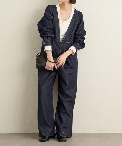 Omekashi（オメカシ）の「パフスリーブデニムオールインワン（サロペット/オーバーオール・レディース・ブルー/ネイビー・38/36）」の8枚目の写真