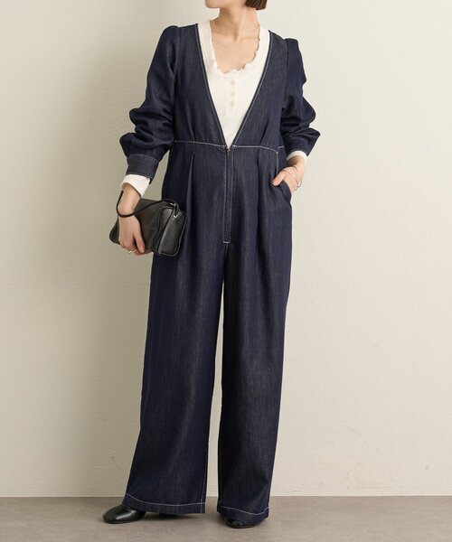 Omekashi（オメカシ）の「パフスリーブデニムオールインワン（サロペット/オーバーオール・レディース・ブルー/ネイビー・38/36）」の9枚目の写真