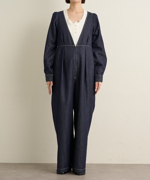 Omekashi（オメカシ）の「パフスリーブデニムオールインワン（サロペット/オーバーオール・レディース・ブルー/ネイビー・38/36）」の7枚目の写真