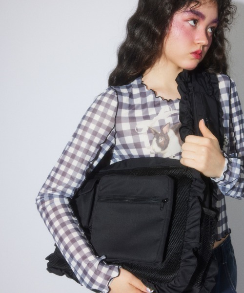 Candy Stripper（キャンディストリッパー）の「FRILL FRILL MESH バッグ（ショルダーバッグ・レディース・グレー/ブラック・FREE）」の9枚目の写真