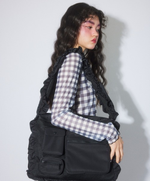 Candy Stripper（キャンディストリッパー）の「FRILL FRILL MESH バッグ（ショルダーバッグ・レディース・グレー/ブラック・FREE）」の10枚目の写真