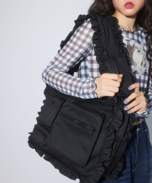 Candy Stripper（キャンディストリッパー）の「FRILL FRILL MESH バッグ（ショルダーバッグ・レディース・グレー/ブラック・FREE）」の12枚目の写真