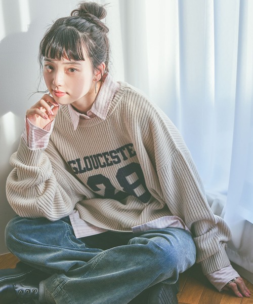 niko and...（ニコアンド）の「2WAYアソートプリントニット（ニット/セーター・レディース・アイボリー/グレー/ネイビー/ピンク・LARGE/MEDIUM）」の6枚目の写真