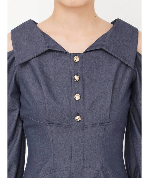 dazzlin(ダズリン)の「ショルダーリボンシェイプワンピース(ワンピース・レディース・ブルー/オフホワイト/インディゴブルー/ブラック・MEDIUM/SMALL)」の18枚目の写真