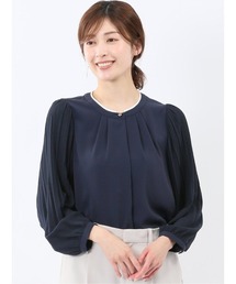 m.f.editorial | 【シフォンジョーゼット ナチュラルストレッチ】m.f.エディトリアル レディース 袖 プリーツ プルオーバー ブラウス(シャツ/ブラウス)