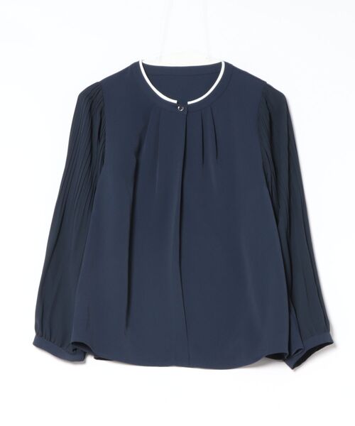 m.f.editorial(エムエフエディトリアル)の「【シフォンジョーゼット ナチュラルストレッチ】m.f.エディトリアル レディース 袖 プリーツ プルオーバー ブラウス(シャツ/ブラウス・レディース・ホワイト/ネイビー/ベージュ・LARGE/MEDIUM)」の4枚目の写真