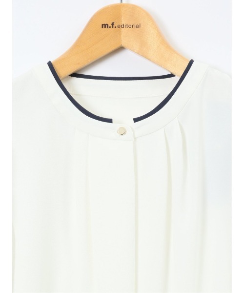 m.f.editorial(エムエフエディトリアル)の「【シフォンジョーゼット ナチュラルストレッチ】m.f.エディトリアル レディース 袖 プリーツ プルオーバー ブラウス(シャツ/ブラウス・レディース・ホワイト/ネイビー/ベージュ・LARGE/MEDIUM)」の12枚目の写真