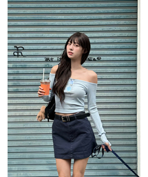 Bb' BENETTON（ビーフラットベネトン）の「ツイルAラインスカート（インディゴ）（スカート）」