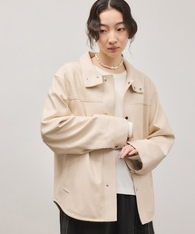 ADAM ET ROPE' | シンセティックレザースタンドネックブルゾン(ブルゾン)