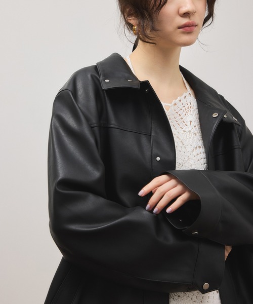 早い者勝ち❣️アダムエロペ スタンドネックフェイクレザージャケット ADAM ET ROPÉ FEMME(アダム エ ロペ ファム) / 【WEB限定】スタンド