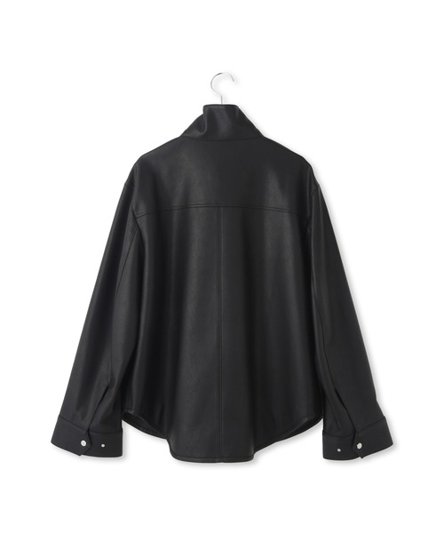 ADAM ET ROPE'（アダムエロペ）の「シンセティックレザースタンドネックブルゾン（ブルゾン・レディース・ブラック/キナリ・FREE）」の3枚目の写真