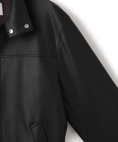 ADAM ET ROPE'（アダムエロペ）の「シンセティックレザースタンドネックブルゾン（ブルゾン・レディース・ブラック/キナリ・FREE）」の6枚目の写真