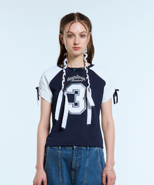 LARTIGENT(ラーティゼン)の「L11 CROP FOOTBALL TOP(NAVY)(Tシャツ/カットソー・レディース・その他・FREE)」の5枚目の写真