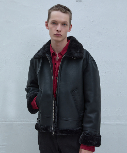 ANDROS（アンドロス）の「B-3 Shearling Jacket (Black/Black)（ムートンコート・レディース・その他・M/S/L/XL/XXL）」の3枚目の写真