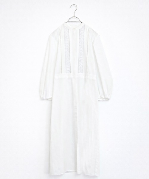 Marilyn Moon(マリリンムーン)の「pin tuck lace flare one-piece(シャツワンピース・レディース・グレー/ネイビー/ミント/ホワイト・FREE)」の1枚目の写真