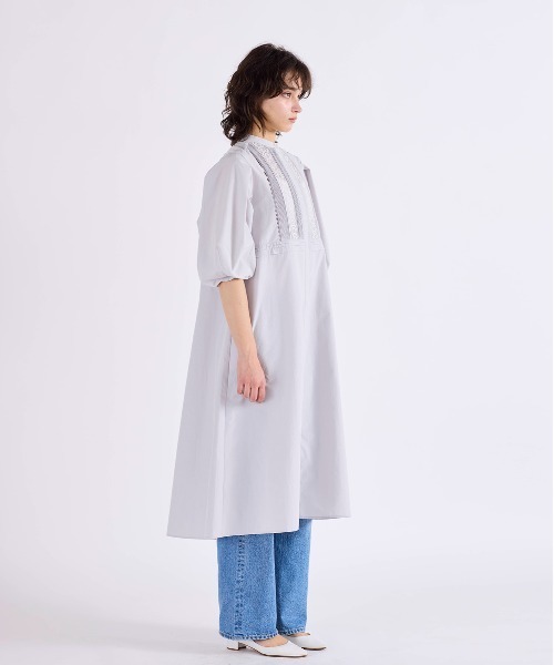Marilyn Moon(マリリンムーン)の「pin tuck lace flare one-piece(シャツワンピース・レディース・グレー/ネイビー/ミント/ホワイト・FREE)」の9枚目の写真