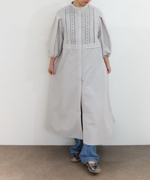 Marilyn Moon(マリリンムーン)の「pin tuck lace flare one-piece(シャツワンピース・レディース・グレー/ネイビー/ミント/ホワイト・FREE)」の11枚目の写真
