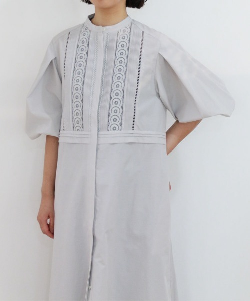 Marilyn Moon(マリリンムーン)の「pin tuck lace flare one-piece(シャツワンピース・レディース・グレー/ネイビー/ミント/ホワイト・FREE)」の13枚目の写真