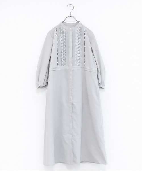 Marilyn Moon(マリリンムーン)の「pin tuck lace flare one-piece(シャツワンピース・レディース・グレー/ネイビー/ミント/ホワイト・FREE)」の14枚目の写真