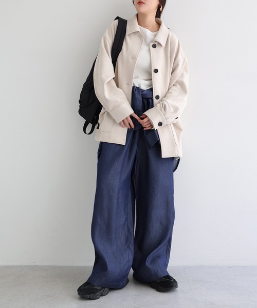 andme(アンドミー)の「テンセルデニムイージーワイドパンツ(デニムパンツ・レディース・ケミカルウォッシュ/インディゴブルー・L/M)」の7枚目の写真