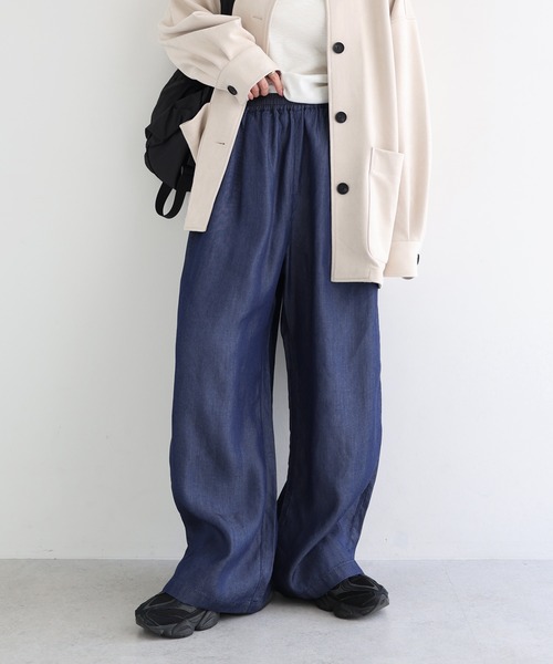 andme(アンドミー)の「テンセルデニムイージーワイドパンツ(デニムパンツ・レディース・ケミカルウォッシュ/インディゴブルー・L/M)」の9枚目の写真