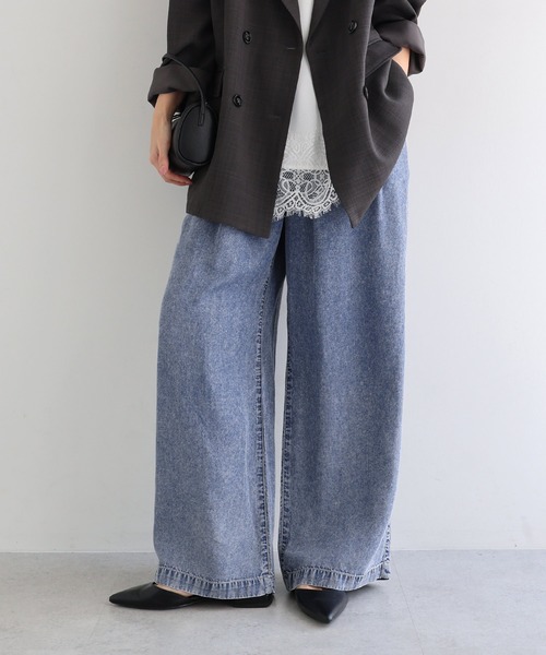 andme(アンドミー)の「テンセルデニムイージーワイドパンツ(デニムパンツ・レディース・ケミカルウォッシュ/インディゴブルー・L/M)」の13枚目の写真