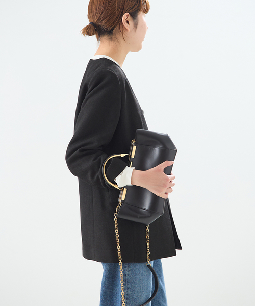 journal standard L'essage（ジャーナルスタンダードレサージュ）の「リノオックス Vネックジャケット（ノーカラージャケット・レディース・ブラック/アイボリー・FREE）」の7枚目の写真