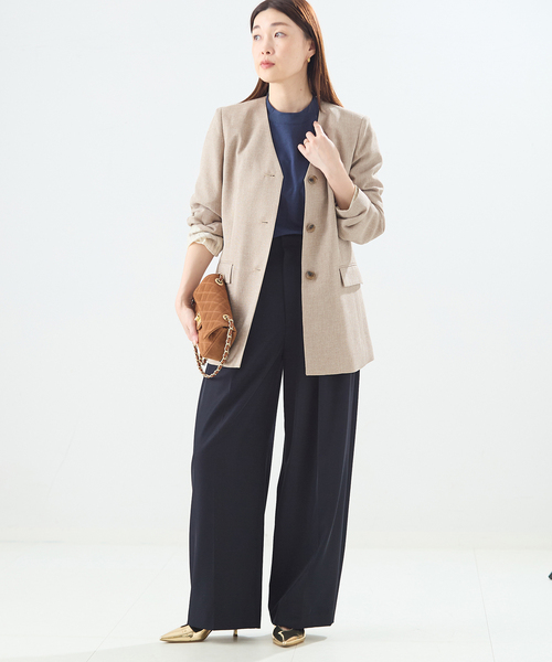 journal standard L'essage（ジャーナルスタンダードレサージュ）の「リノオックス Vネックジャケット（ノーカラージャケット・レディース・ブラック/アイボリー・FREE）」の8枚目の写真