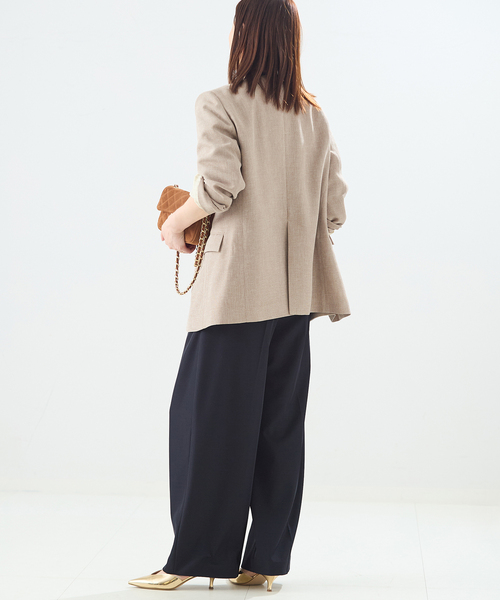 journal standard L'essage（ジャーナルスタンダードレサージュ）の「リノオックス Vネックジャケット（ノーカラージャケット・レディース・ブラック/アイボリー・FREE）」の11枚目の写真