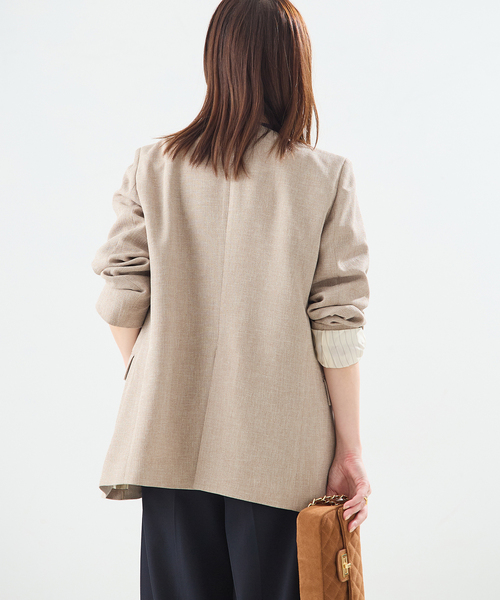 journal standard L'essage（ジャーナルスタンダードレサージュ）の「リノオックス Vネックジャケット（ノーカラージャケット・レディース・ブラック/アイボリー・FREE）」の13枚目の写真