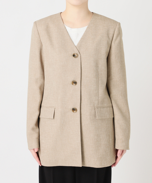 journal standard L'essage（ジャーナルスタンダードレサージュ）の「リノオックス Vネックジャケット（ノーカラージャケット・レディース・ブラック/アイボリー・FREE）」の15枚目の写真