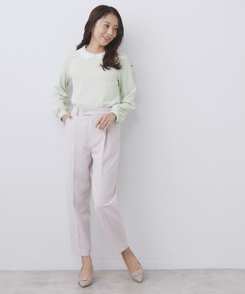 index（インデックス）の「レース衿付きピケジャージトップス【洗濯機OK】（Tシャツ/カットソー・レディース・グリーン系/ネイビー/ホワイト系5・42/40/38/36）」の5枚目の写真