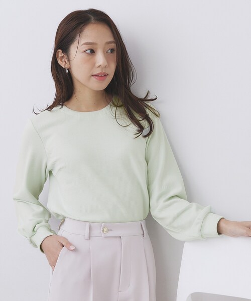 index（インデックス）の「レース衿付きピケジャージトップス【洗濯機OK】（Tシャツ/カットソー・レディース・グリーン系/ネイビー/ホワイト系5・42/40/38/36）」の8枚目の写真