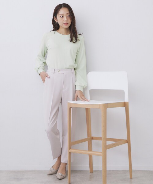 index（インデックス）の「レース衿付きピケジャージトップス【洗濯機OK】（Tシャツ/カットソー・レディース・グリーン系/ネイビー/ホワイト系5・42/40/38/36）」の9枚目の写真