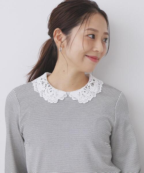 index（インデックス）の「レース衿付きピケジャージトップス【洗濯機OK】（Tシャツ/カットソー・レディース・グリーン系/ネイビー/ホワイト系5・42/40/38/36）」の18枚目の写真