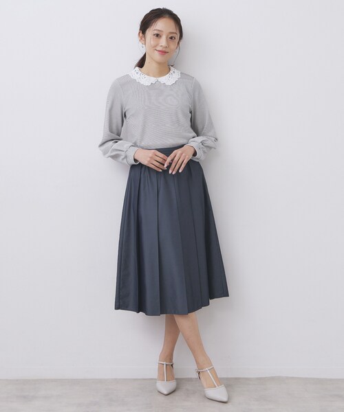 index（インデックス）の「レース衿付きピケジャージトップス【洗濯機OK】（Tシャツ/カットソー・レディース・グリーン系/ネイビー/ホワイト系5・42/40/38/36）」の19枚目の写真