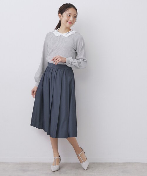 index（インデックス）の「レース衿付きピケジャージトップス【洗濯機OK】（Tシャツ/カットソー・レディース・グリーン系/ネイビー/ホワイト系5・42/40/38/36）」の20枚目の写真