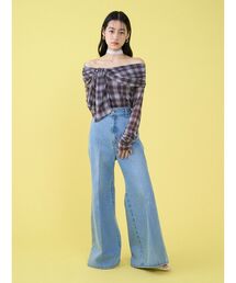 LAGUNAMOON | センタープレスワイドフレアデニムパンツ(デニムパンツ)