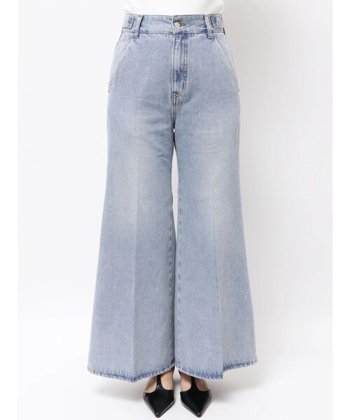 LAGUNAMOON（ラグナムーン）の「センタープレスワイドフレアデニムパンツ（デニムパンツ・レディース・インディゴブルー/ライトブルー・MEDIUM/SMALL）」の6枚目の写真
