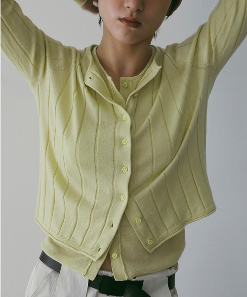 anuke（アンヌーク）の「Cotton Layered Cardigan（カーディガン/ボレロ・レディース・ライトグリーン/チャコールグレー・FREE）」の10枚目の写真