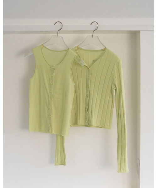 anuke（アンヌーク）の「Cotton Layered Cardigan（カーディガン/ボレロ・レディース・ライトグリーン/チャコールグレー・FREE）」の12枚目の写真